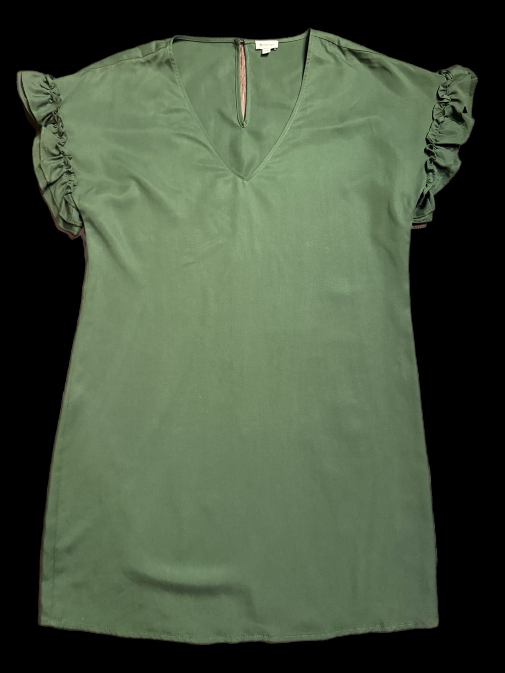 Green Ruffle Sleeve V-Neck Top xs